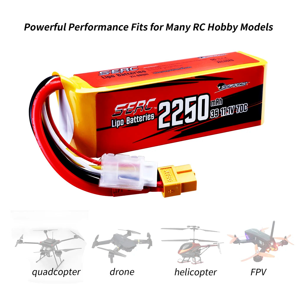 11.1V 3S RC Lipo Battery for 60C 2250mAh