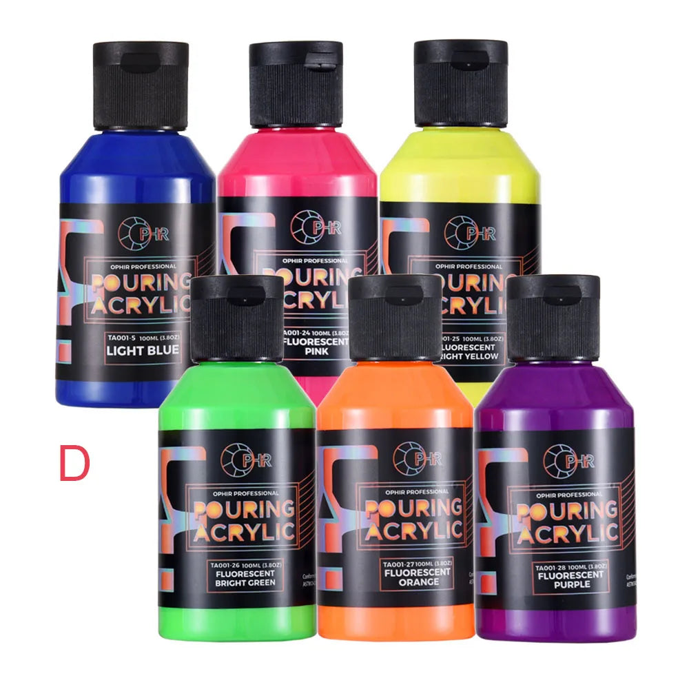 OPHIR 6-Color Pre-Mixed Acrylic Pouring Paint