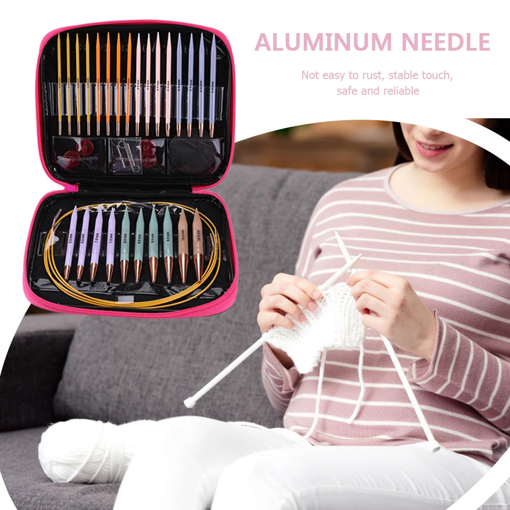 13 Pair Aluminum Interchangeable Circular Knitting Needles