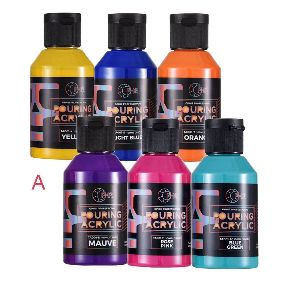 OPHIR 6-Color Pre-Mixed Acrylic Pouring Paint