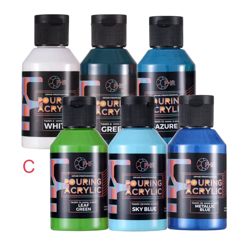 OPHIR 6-Color Pre-Mixed Acrylic Pouring Paint