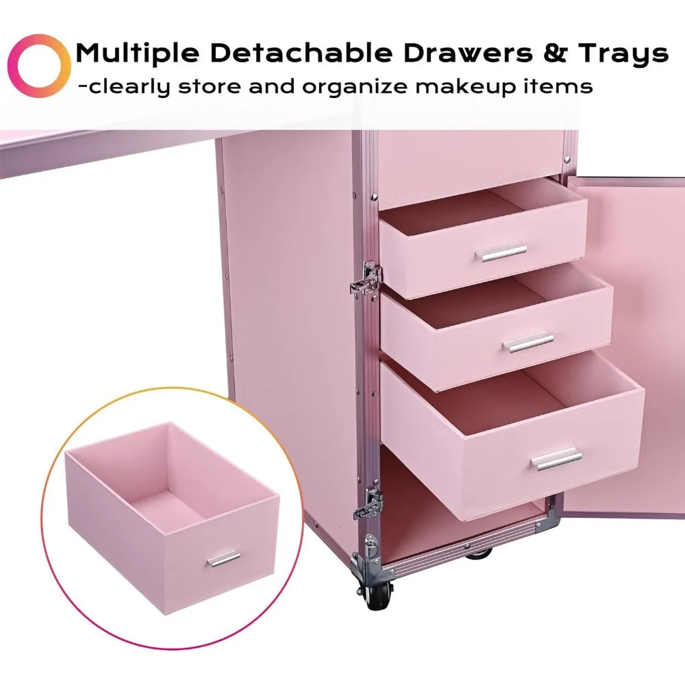 Rolling Manicure Trolley Travel Storage Organizer with Speaker