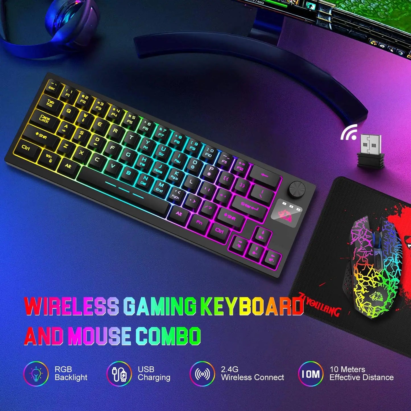 Wireless Gaming Keyboard and Mouse Combo