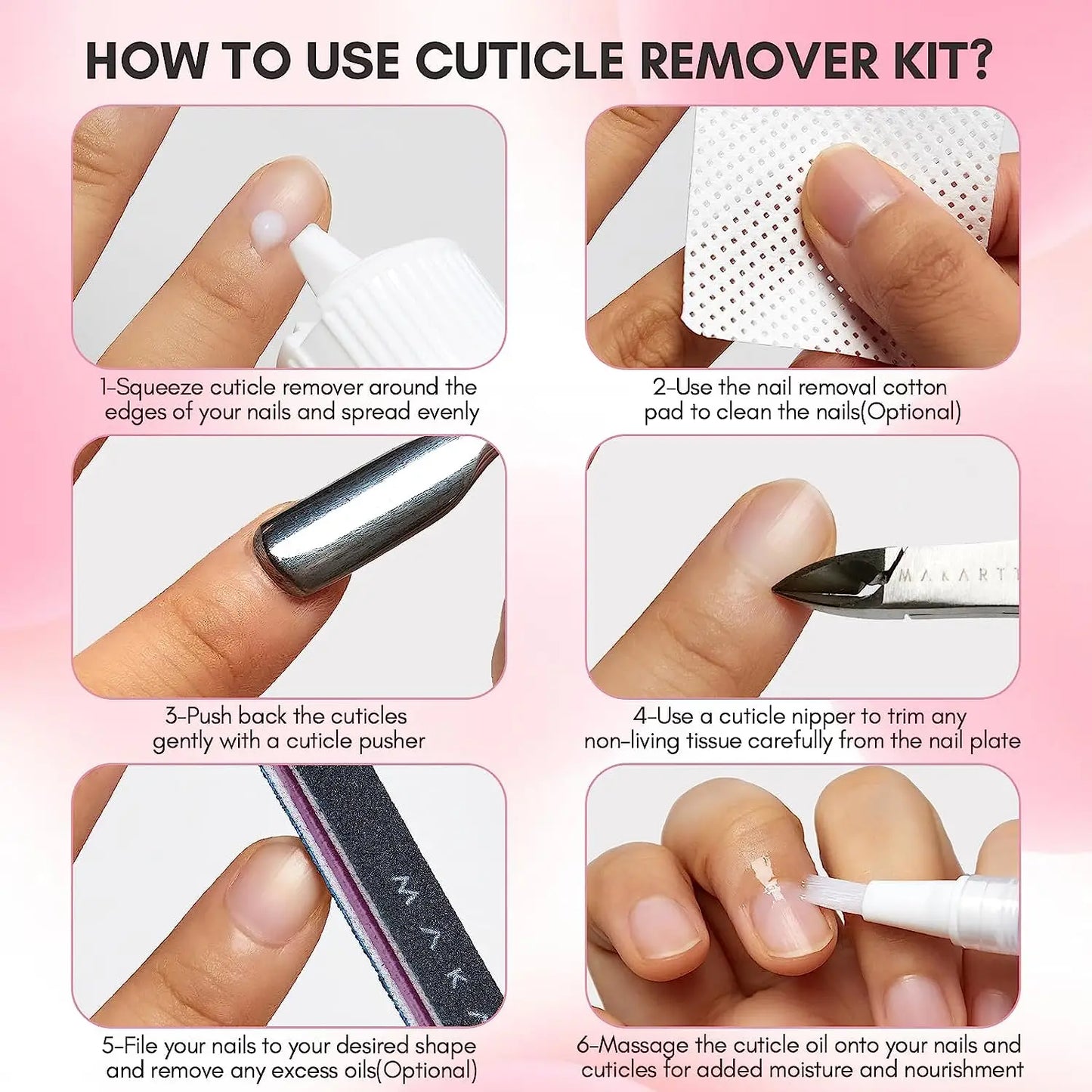 Nail Care with Cuticle Oil Pen, Trimmer, Nail File & 120ml Cuticle Remover