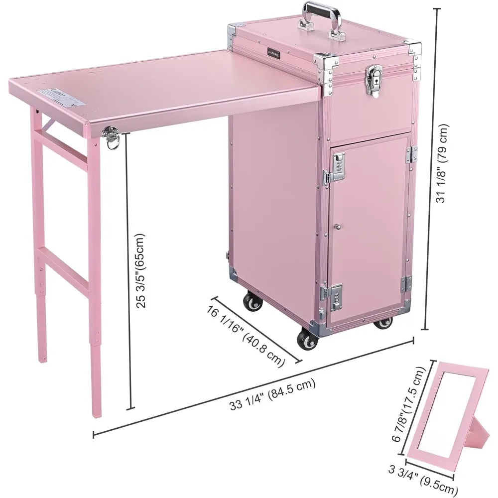 Rolling Manicure Trolley Travel Storage Organizer with Speaker