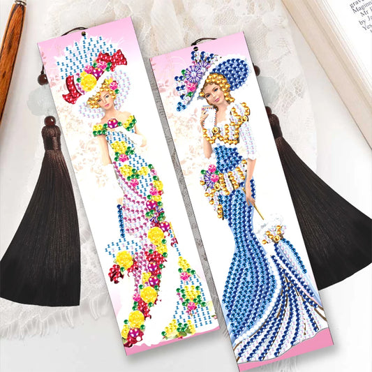 2pcs 5D Special Shaped Diamond Painting Leather Bookmark