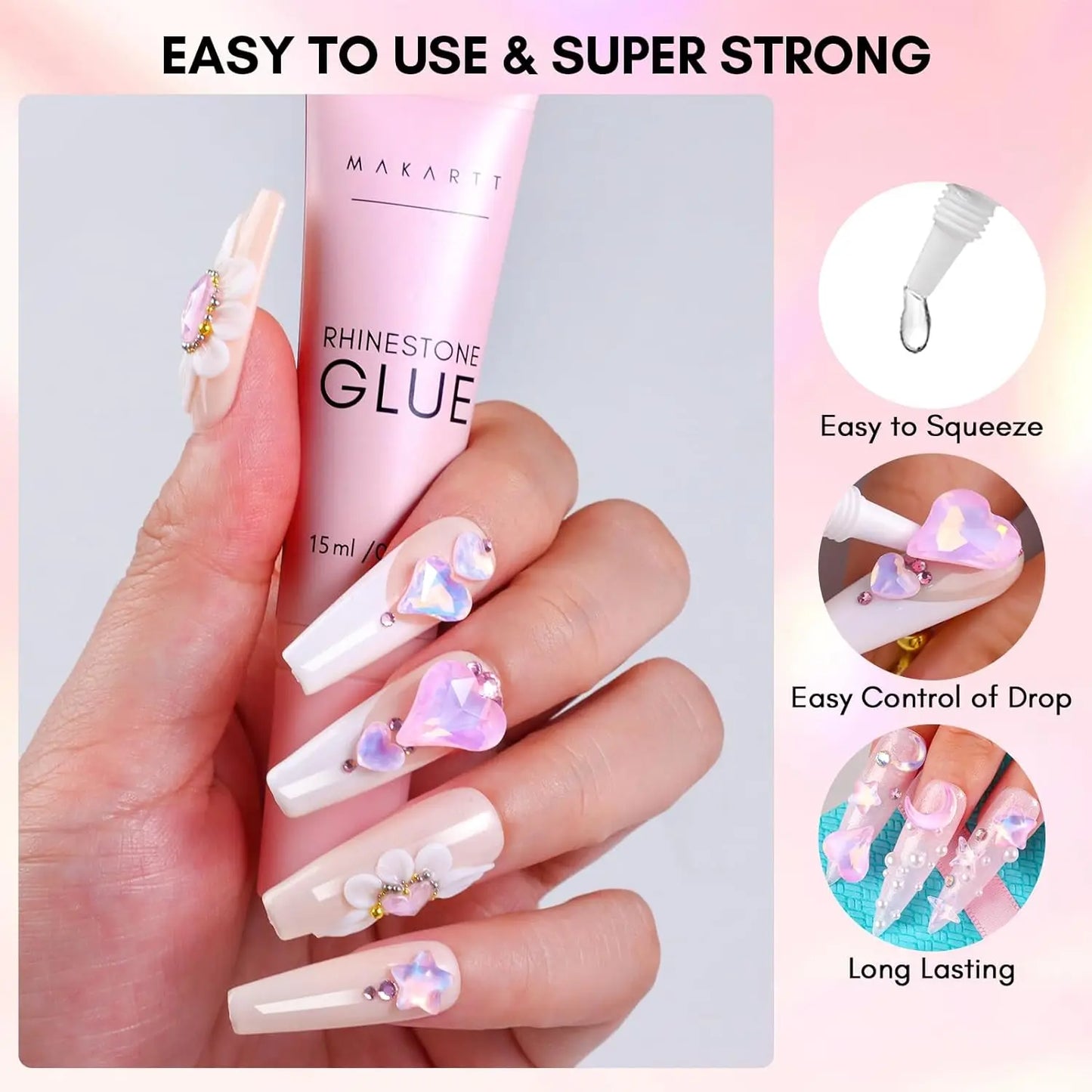 Rhinestone Gems 3D Nail Art Decor with Tweezer