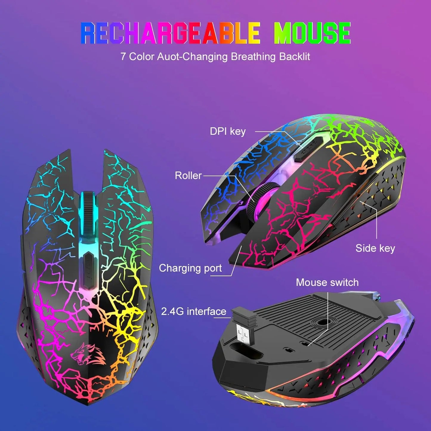 Wireless Gaming Keyboard and Mouse Combo