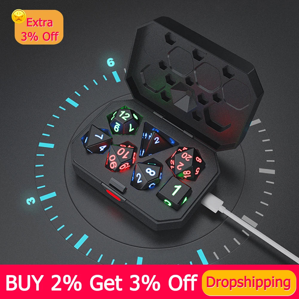 7Pcs/Set Electronic Dice USB Rechargeable