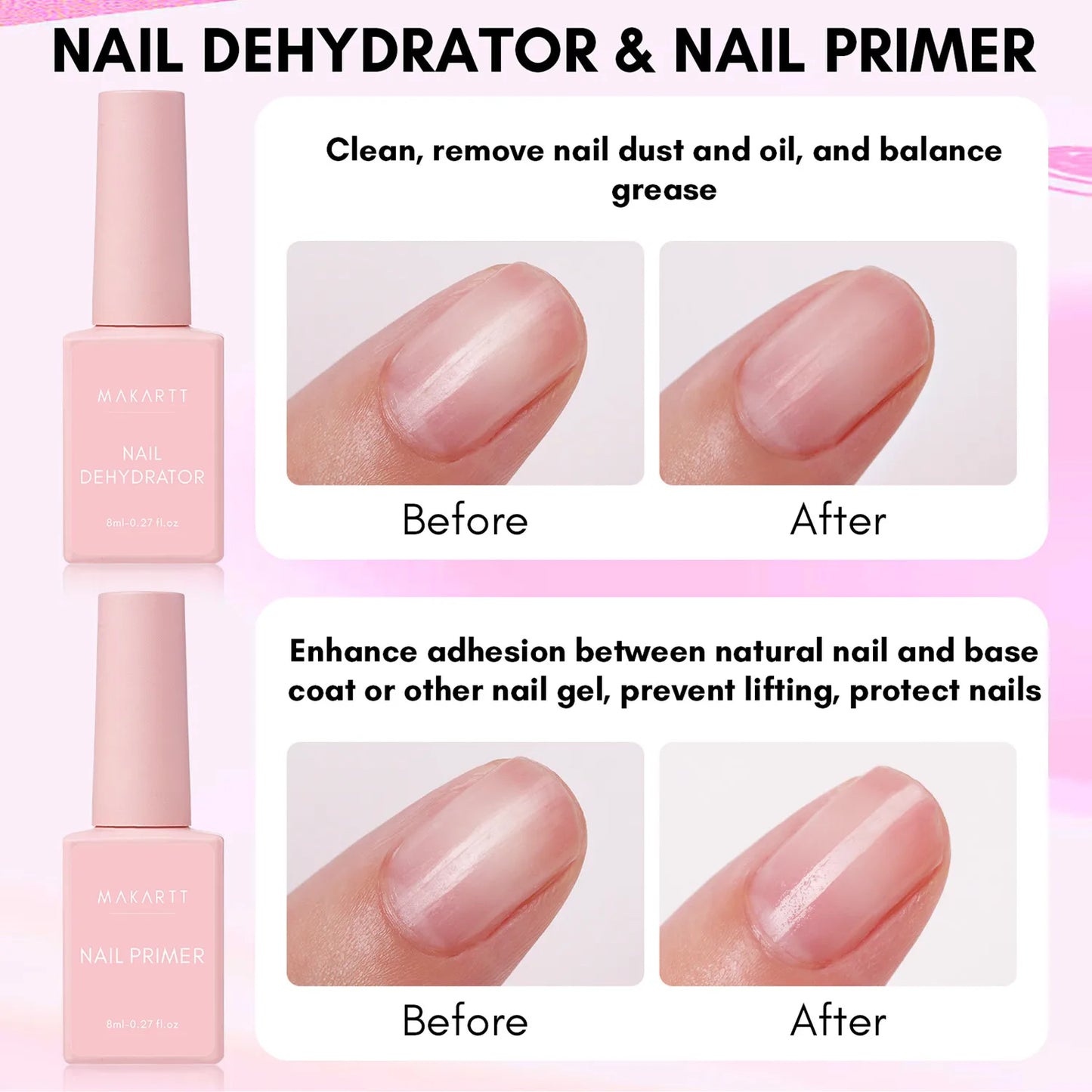 4pcs Gel Base, Top Coat, Nail Dehydrator and Primer Kit