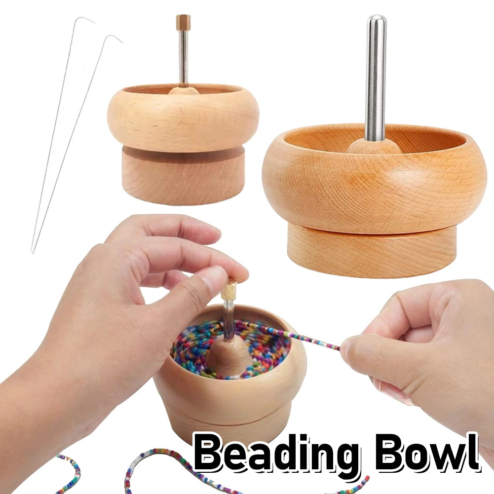 Wooden Bead Spinner with 2 Curved Needles