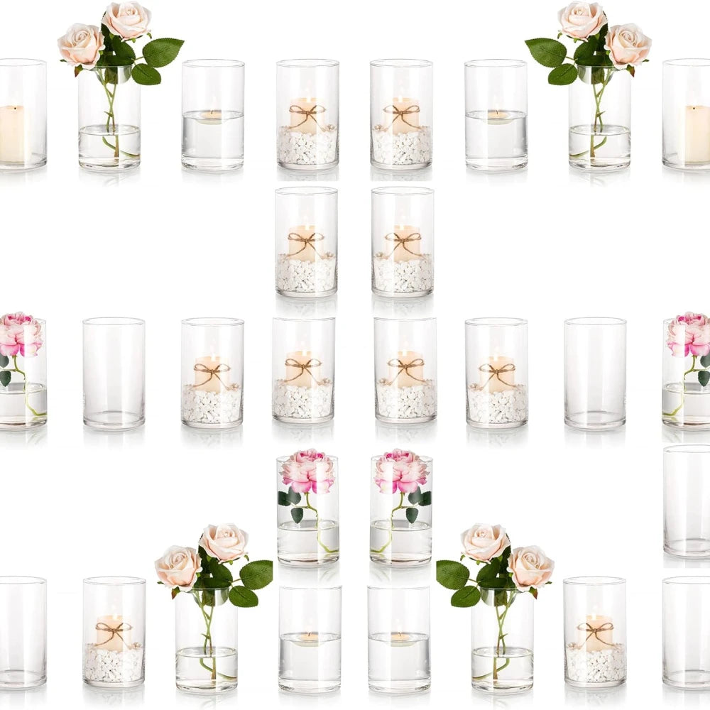 Set of 36 - Round Tall Clear Vase