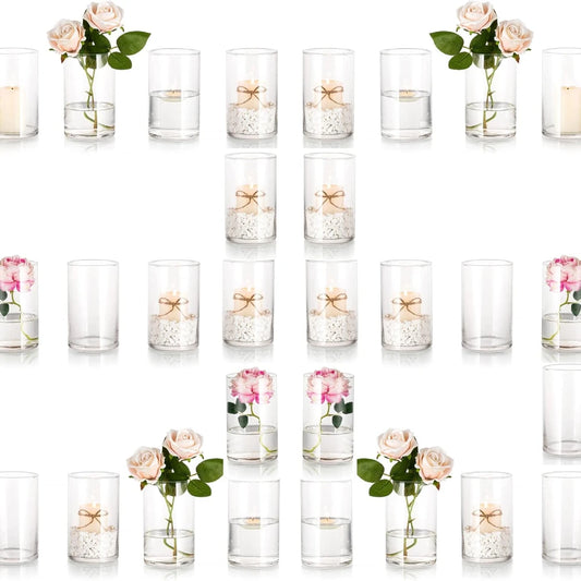 Set of 36 - Round Tall Clear Vase