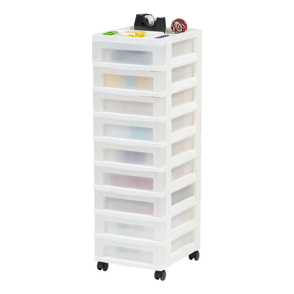 9-Drawer Plastic Storage Cart with Organizer