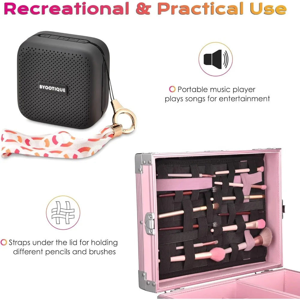 Rolling Manicure Trolley Travel Storage Organizer with Speaker