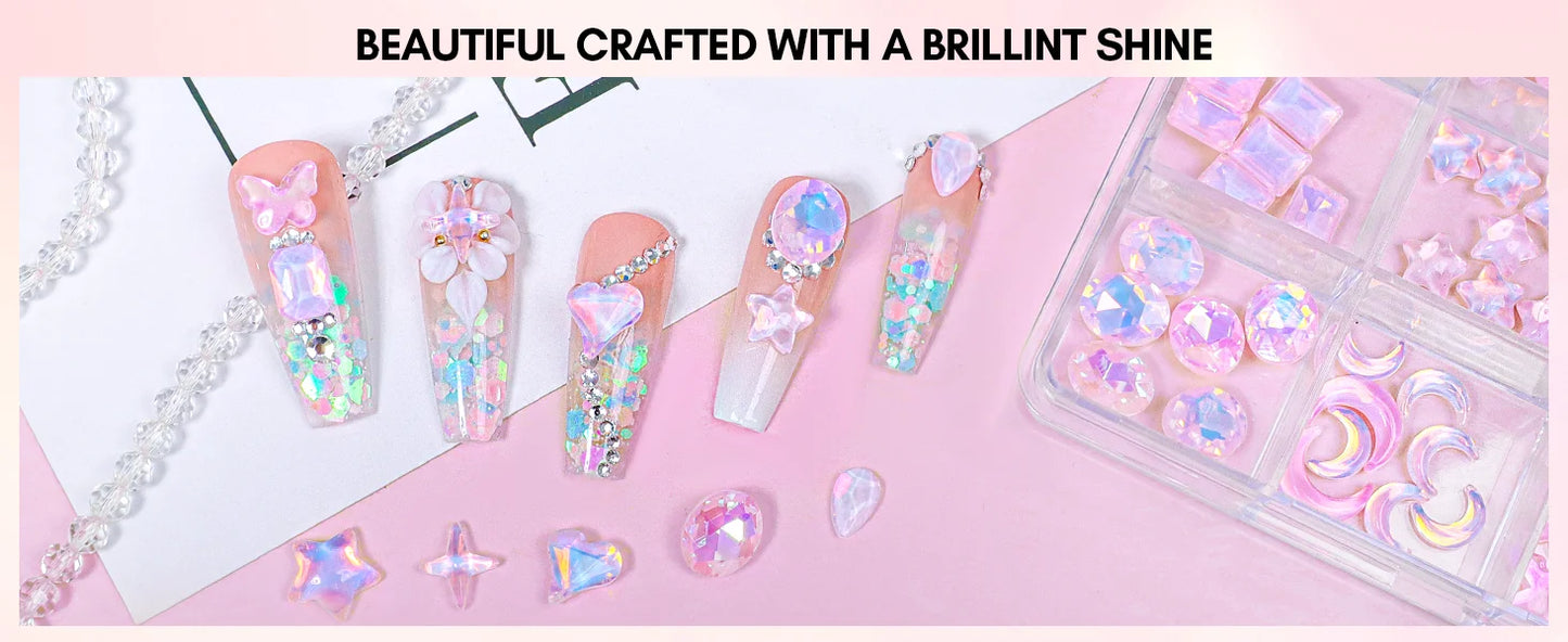 Rhinestone Gems 3D Nail Art Decor with Tweezer