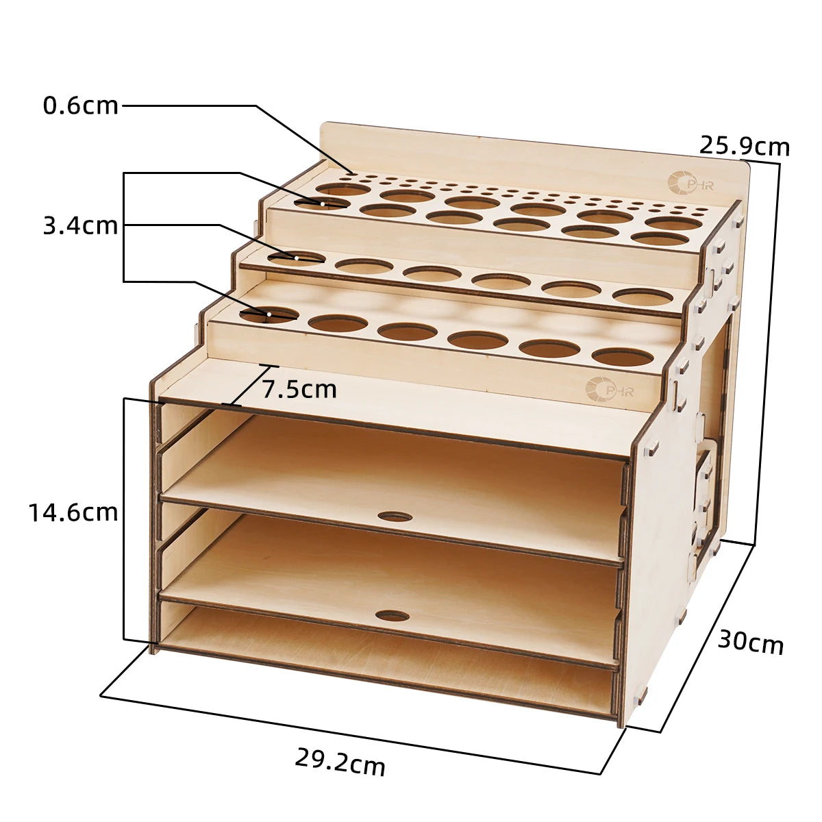 Organizer for 36 Holes of Paints and 36 Holes for Brushes