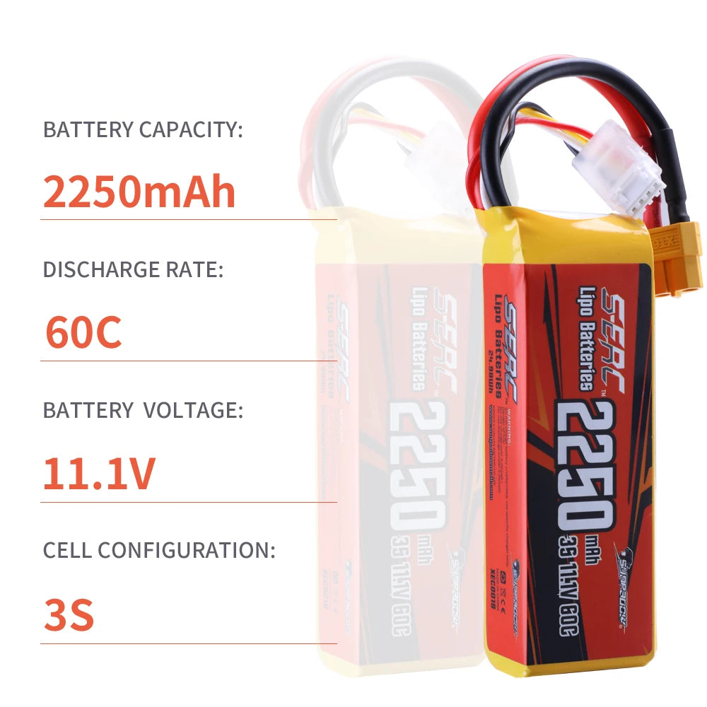 11.1V 3S RC Lipo Battery for 60C 2250mAh