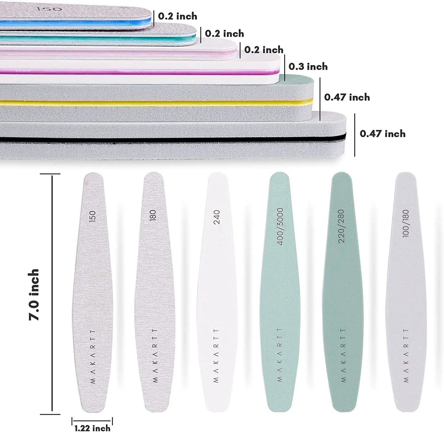 6 Pcs Professional Nail Files for Acrylic Nails