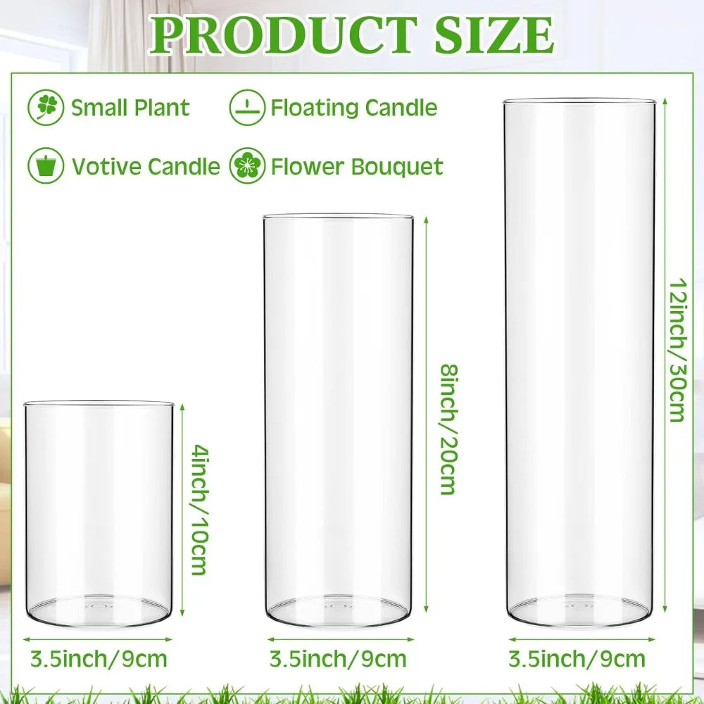 24 Pcs 4, 8, 12 Inch Clear Flower Vase